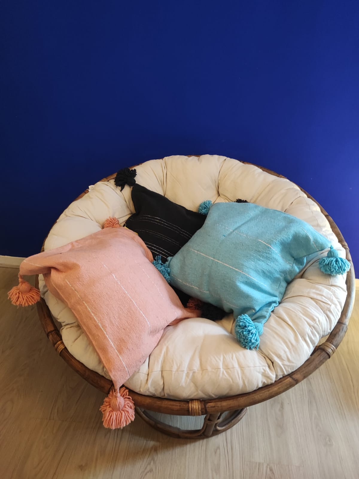 pompom kussenhoes grijs Marokko