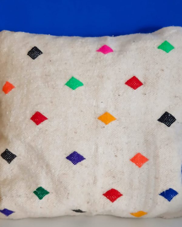 wollen kussenhoes handmade in Marokko - Marrakech confetti